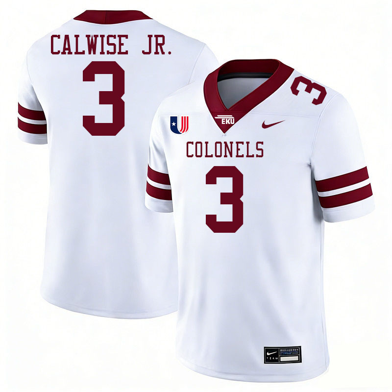 Eastern Kentucky Colonels #3 Marcus Calwise Jr. College Football Jerseys,Uniforms Stitched-White